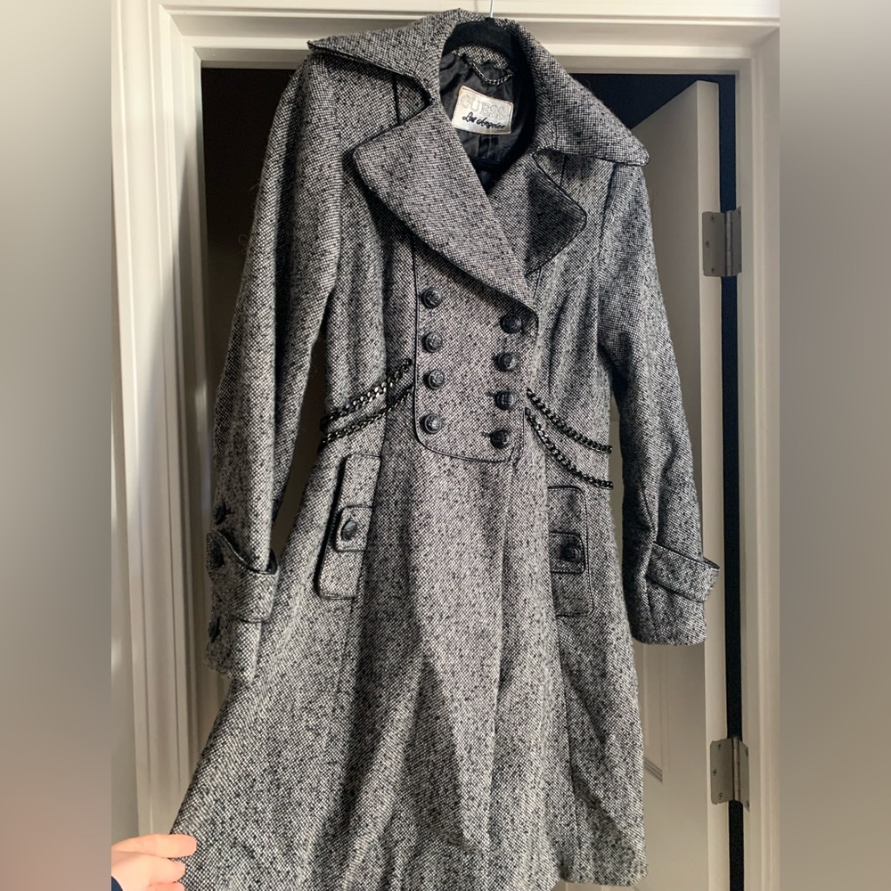 Womens-M Guess Button Down Coat